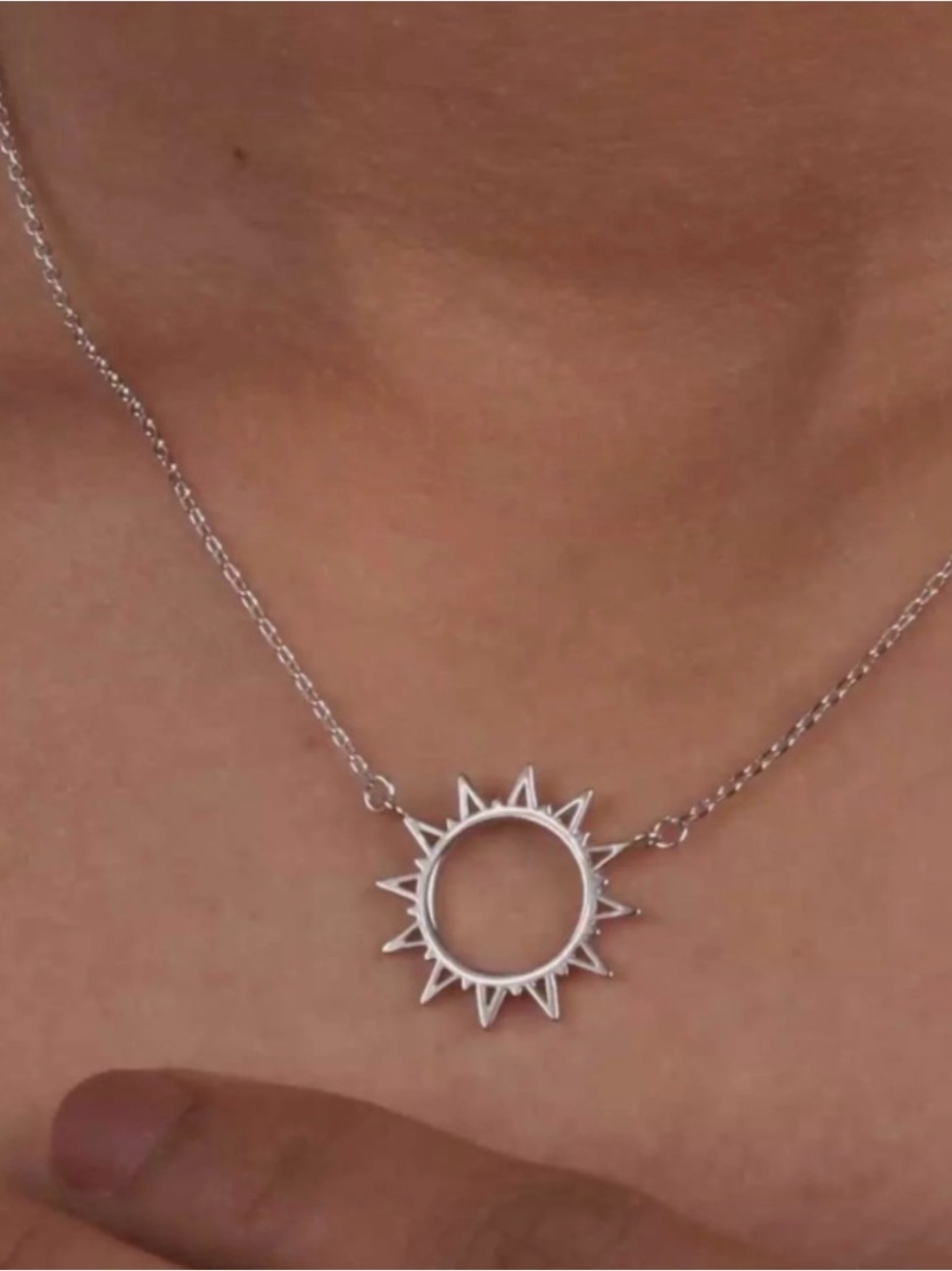 Silver Sun Pendant Necklace